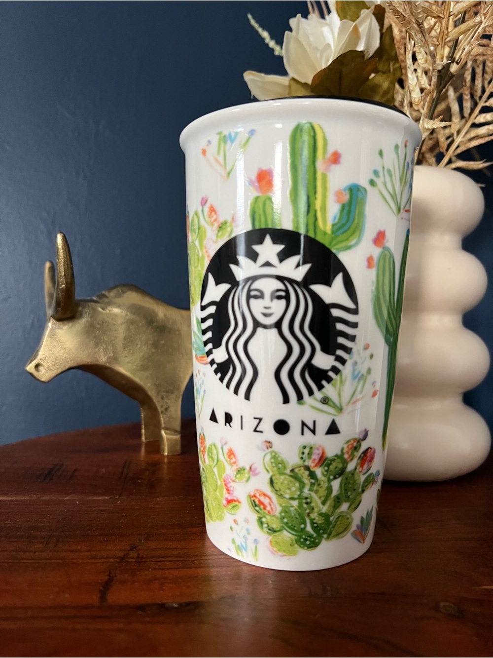 Starbucks Arizona Cactus Watercolor Ceramic Tumbler 12 oz